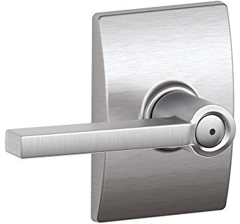 SCHLAGE Latitude Bed/Bath Privacy Door Handle with Lock, Satin Chrome
