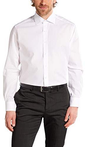 eterna Herren Modern Fit Uni Popeline Langarmhemd weiss Gr. 45