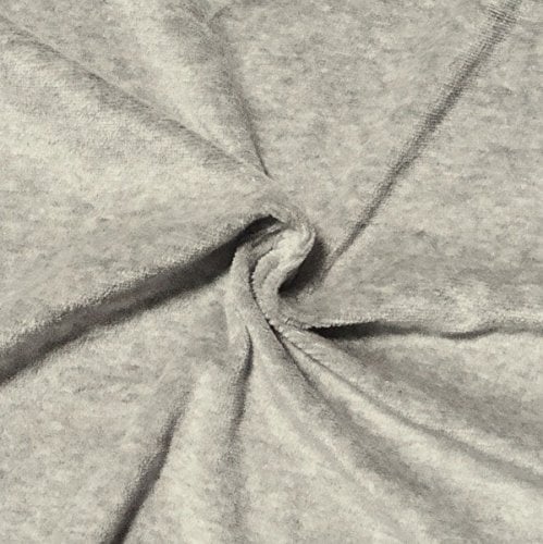 STOFFKONTOR Nicki Baumwollstoff Stoff - kuschelweicher Wohlfühlstoff, Kinderstoff - Meterware, hell-grau meliert - zum Nähen von Kinderkleidung, Hausanzügen, Kissen