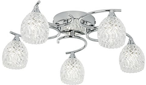 Endon Boyer 5 arm ceiling light in chrome and glass (Boyer-5CH)