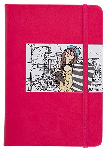 Idena 209295 - Notizbuch Girls, 118 x 170 mm, 160 Seiten, 100 g/m², kariert, mit Innentasche und Lesezeichen, pink