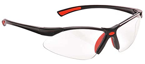 Portwest PW37 Bold Pro Spectacles Slim Side Arms | Red, One Size, CE Certified, EN 166, EN 170, UKCA, Anti-Scratch Coating, UV Protection, Lightweight