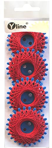 Yline - 4 Sterne a. 20 m Sternzwirn Baumwolle, Sternchenzwirn Stern - Zwirn, 2850-03 (rot)