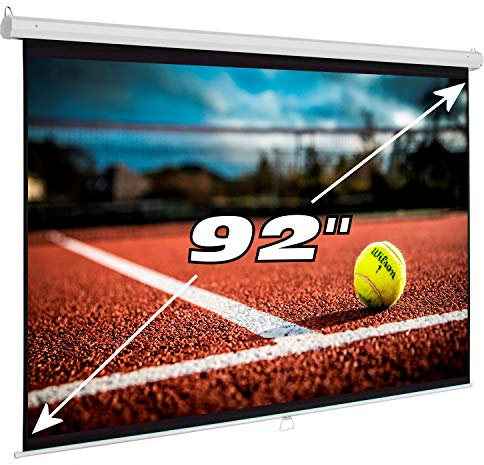 Pantalla de proyeccion Manual Luxscreen 92 Pulgadas, Formato panorámico, área Visible Blanca 202 x 114cm, cajetín de 2,16 Metros