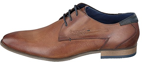 bugatti Business Halbschuh aus Leder, Derby mit Two-Tone-Finish, Braun, 44 EU