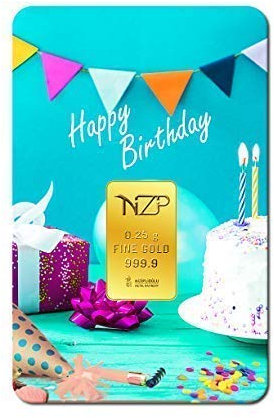 Happy Birthday Goldbarren Top - Geschenk Feingehalt 999,9 (Goldbarren 0,25g.)