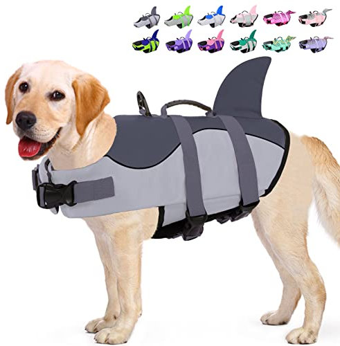 KOESON - Giubbotto salvagente per Cani, alla Moda, salvagente per Cuccioli con Manico Resistente Regolabile, XL(Body Length: 17.8 Inches), Evelina