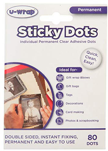 U-Wrap Sticky Dots Double Sided Glue Adhesive Permanent 80 per pack 202177