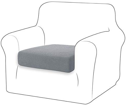 TIANSHU Sofa Sitzkissenbezug Stretch, Sitzkissenbezüge rutschfest, Jacquard-Stretch-Sofasitzbezug, Sofa überzug Elastischer, Schonbezug für Sofa Sitzkissen mit Gummiband (1 Sitzer,Hellgrau)