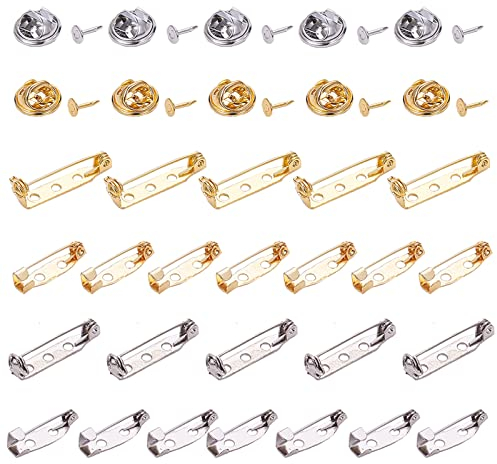 SUNNYCLUE 120pcs Papillon Cravates Tie Broches Papillon Cravate Fermoir Epingle Pin Épingle de Badge à Nourrice Fermoir de Broche Secure Retour Fermoir pour Badge Cravate Vêtements Artisanat Bijoux