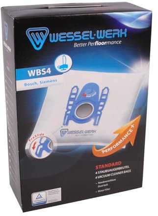 4 x,WBS4 = Swirl S73 Staubsaugerbeutel für Bosch und Siemens mit Staubverschluss