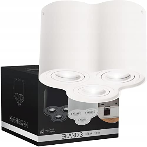 EDO Aufbauspot Weiß Rund SKAND 3 - Dreifacher Schwenkbarer Deckenstrahler GU10 Fassung - Moderne Aluminium Aufputz Spotlampe - Aufbaustrahler für Wohnzimmer, Küche, Flur, Büro, Schlafzimmer