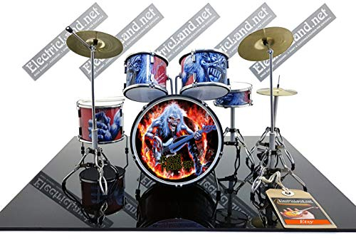 Mini Drum Kit Iron Maiden Fear of The Dark Tribute Miniaturen Rock 25cm Modellskala 1:4 Sammlerbox Schlagzeugset Sammlermodell