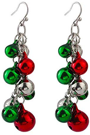 Christmas Jingle Bells Earrings, Feelfly 1 Pair Christmas Earring Cute Xmas Drop Earring Dangle Earring Chandelier Earring Eardrop Party Costume Jewelry Decor Birthday Gift for Women Girls (#A)