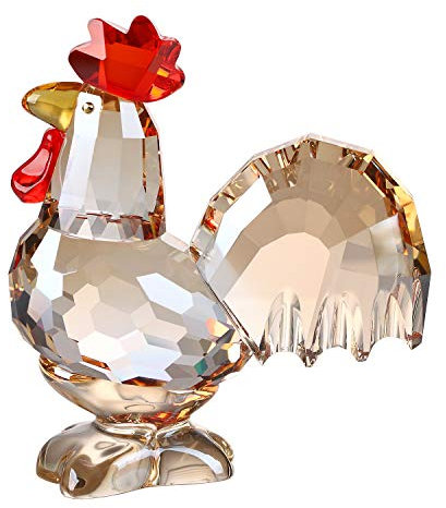 Crystal Rooster Animal Collectible Cute Figurine Ornament Gifts Home Decor (Gold)