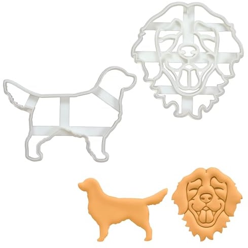 2er Set Golden Retriever Ausstechformen (Formen: Gesicht & Silhouette), 2 Teile, Bakerlogy