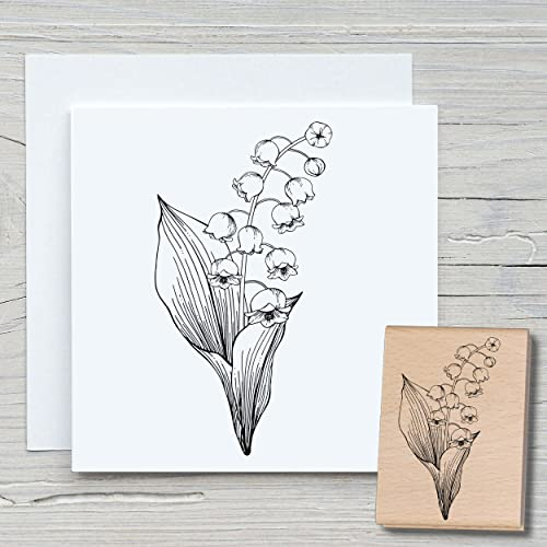 NEWSTAMPS Stempel Maiglöckchen 02 Motivstempel groß aus Holz & Gummi zum Karten basteln, Holzstempel, Blumen, Pflanzen, Floral, Wiese, Gräser, Scrapbook, Textilstempel, Deko, Kinder