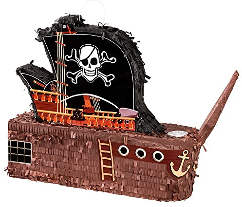 Boland 30967 - Pinata Piraten-Schiff, Größe 59 x 44 x 15 cm, Seeräuber, Boot, Geburtstag, Dekoration, Party-Spiel, Geschenk