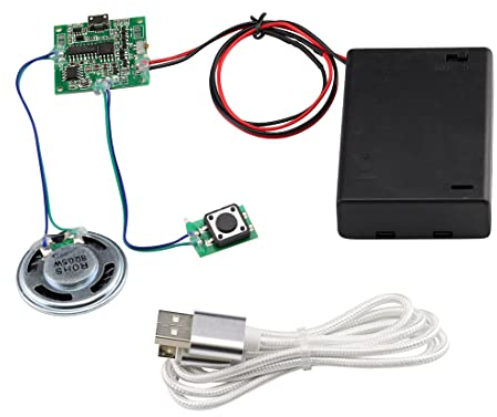 Heevhas MP3 Sound-Chip Modul Beschreibbares Programmierbare Musik Soundmodul 8 MB USB Herunterladbar Aufladbarer + AA Batteriebox+ Micro USB Kabel + 0,5-1W Lautsprecher