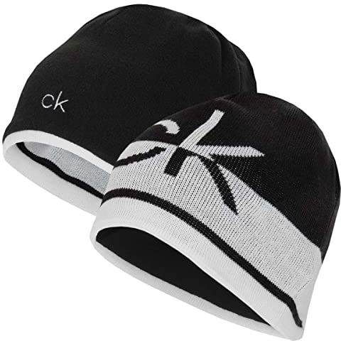 Calvin Klein Herren CK Reversible Knit Beanie Mütze - Schwarz/Weiß - Einheitsgröße