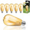 Lumiled Edison Vintage Glühbirne, 6er-Pack ST64 E27 LED Lampe 6W (50W) 660lm, Retro Antike Glas Leuchtmittel 2000K Amber Licht Traditionelle Warmglow Birne 360° Filament Fadenlampe