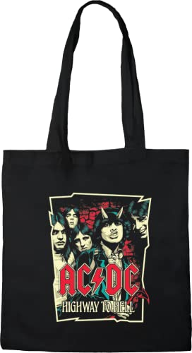 cotton division TOTE BAG ACDC ACDC GROUP, Referenz: BWACDCRBB003, schwarz, 38 x 40 cm