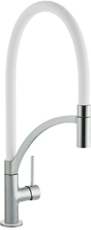 Cookology Giglio Pull-Out Single Lever Kitchen Tap - Brushed White - Pull-Out Spout - High-Arched Design - Water-Saving Mixer