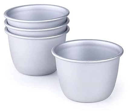10 Pack Pudding Moulds, Mini Pudding Basins, Aluminium Baking Cups Nonstick Muffin Tin Dariole Moulds Egg Tart Mould Cups Cupcake Basins for Kitchen DIY Cooking (0.15L)