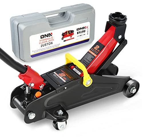DNA Motoring TOOLS-00234 Low Profile Hydraulic Trolley Service/Floor Jack, 2 Ton (4000 lbs) Capacity, Lifting Range 5.1-13, Black