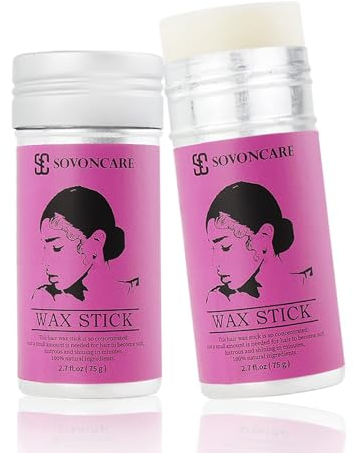 SOVONCARE Haarwachs Stick, Natürliche Edge Control Wachs Stick Haare fur Flyaway-Haarpflege 75g (2 Pack)