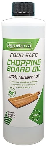 HemBorta® Chopping Board Oil 100% Mineral Oil 500ml Food Grade Mineral Oil, Chopping Board Oil, Butcher Block Oil, Food Safe Wood Oil for Boards Butcher Blocks & Wooden Bowls Vegan Friendly (500ml)