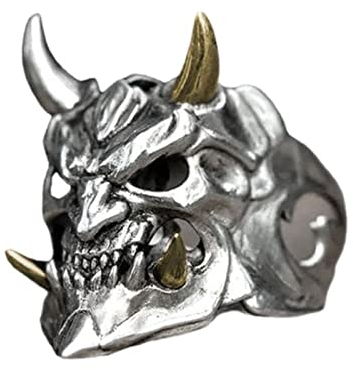 WSZJLN Retro Hannya Maskenring japanischer Stil Herren Halloween Ring Hip Hop Rock Modeschmuck Geschenke verstellbar größenverstellbar WN1035-2