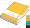 AHGXG Bullet Dotted Journal – großes A4-Notizbuch, gepunktet, 21,6 x 27,9 cm, 320 Seiten, Punktraster-Notizbuch, 100 g/m² dickes Papier, Leder-Softcover, mit Tagebuch-Schablonen, Innentasche – Gelb