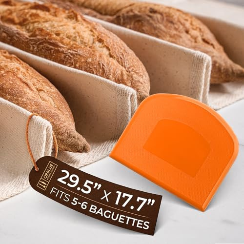 Orblue Bakers Couche and Proofing Cloth, 100% Cotton Fabric for Bread Dough Baking, Shaping Tool for Baguettes, Loaves, Ciabatta, Bread Couche 29.5 x 17.7 Inches