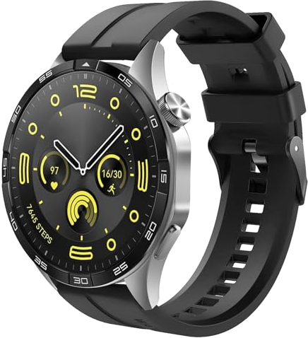 TiMOVO 22 mm Armband kompatibel mit Huawei Watch GT 4 46mm/GT3/GT3 Pro 46mm/Watch 4/4 Pro/3/3 Pro/GT 46mm/GT2/GT2 Pro/GT2e, Silikon Uhrenarmband Sport Armband Ersatzarmband, Schwarz