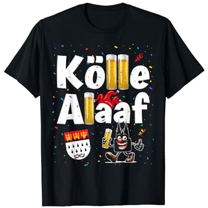 Karneval Fasching Konfetti Party Alaaf Kostüm - Kölle Alaaf Karneval Köln Dom Jeck Karneval T-Shirt Schwarz Unisex Erwachsene Klein EU S