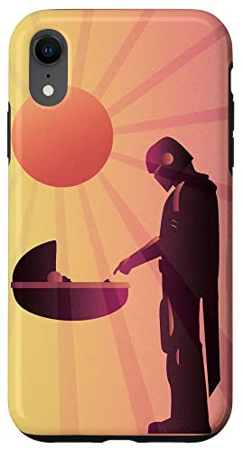 Star Wars: Der Mandalorianer und das Kind — Silhouette bei Sonnenuntergang Hülle für iPhone XR