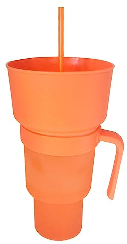 Water cup，Stadium Tumbler with Snack Bowl, Portable 2-in-1 Snack Drink Stadium Tumbler Popcorn Bucket, Heat-Resistant Travel Snack & Drink Cup with Straw, Cup Bowl Combo with Straw for Park Theater Ci