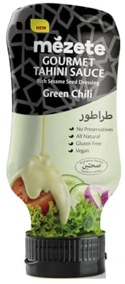 Mezete® | Salsa Tahini Gourmet | Salsa Condimentadora Base de Sésamo y Chile Verde - 1 x 315 Gr