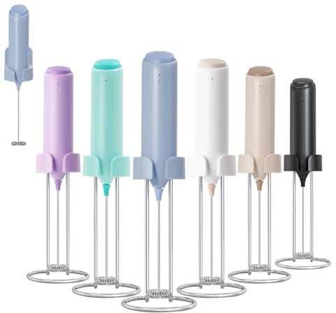 ELMWAY FlexMount Rechargeable Milk Frother by ELMWAY – Handheld Electric Whisk with Ergonomic Grip for Coffee, Latte & Matcha, Easy to Use with Stand or Wall-Mount Holder – Blue