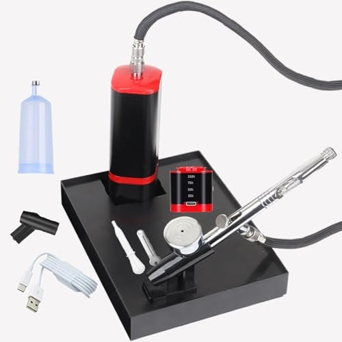 Cordless Airbrush kit with air Brush Holder Replaceable Battery Powered Portable handhold Mini air Brush Compressor for Barber,Nail,Cake,Miniature,Model,Leather Art