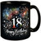18. Geburtstag Feuerwerk Tasse in Schwarz mit Spruch Happy Birthday 18 für achtzehn Jahre Perfekt für Ihre Feier und Glückwunsch-Fest