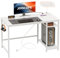 JOISCOPE White Computer Desk, 120cm with USB Outlets, Type-C Port, Shelves, Gaming Desk with Headphone Hook, for Study, Play, Work and Home Office