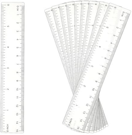 10 Stück 6 Zoll klares Lineal Set Lineal 15 cm mit Zoll-Einheiten Kleines Lineal Messwerkzeuge für Schüler, Schule, Büro