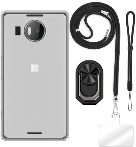 Coque TPU avec Dragonne, Lanière et Support Anneau Compatible avec Microsoft Lumia 950 XL, Antichoc, Fine, Ajustable, Mains Libres, Durable