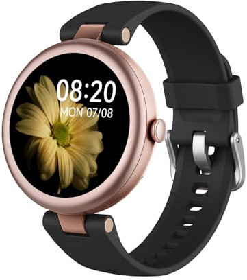 SHANG WING Lynn Smartwatch Damen,1.1 Zoll Klein Touchscreen Fitnessuhr Damen,Klein Stilvoll Fitnessuhr mit Schrittzähler Schlafmonitor SpO2-Überwachung Pulsuhr Smartwatch für Android iOS