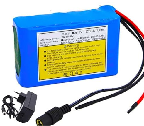 Batterie de vélo électrique 24 V 4 Ah, batterie de vélo électrique 6S2P de remplacement, batterie de vélo lithium-ion amovible avec chargeur 24V 4Ah