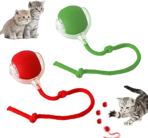 2 Pcs Katzensprint Interaktiver Spielball für Katzen Ball Elektrisch Katzenspielzeug Ball Smart Cat Toy ball Interaktives Katzenspielzeug USB-Aufladung Drei Arbeitsmodi Geeignet für Katzen und Hunde