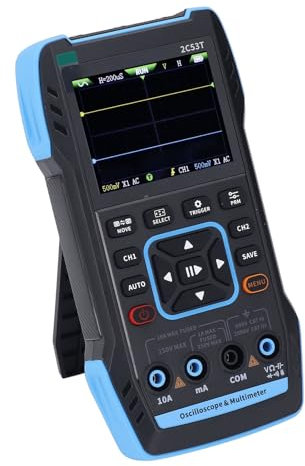 2C53T Upgraded Handheld Oscilloscope 50MHz 3 in 1 Digital Oscilloscope Multimeter DDS Generator 250MS / S 19999 Counts, Voltage, Current, Capacitor, Resistor, Diode Testing