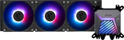 MSI MAG CORELIQUID A15 360 - AIO ARGB CPU Liquid Cooler - 360mm Radiator - LGA 1851 Ready - Triple 120mm ARGB PWM Fans, Black